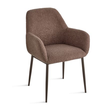 2 Poltronas em Tecido Bouclè em Cores Diferentes e Estrutura Metálica - Teodora Viadurini