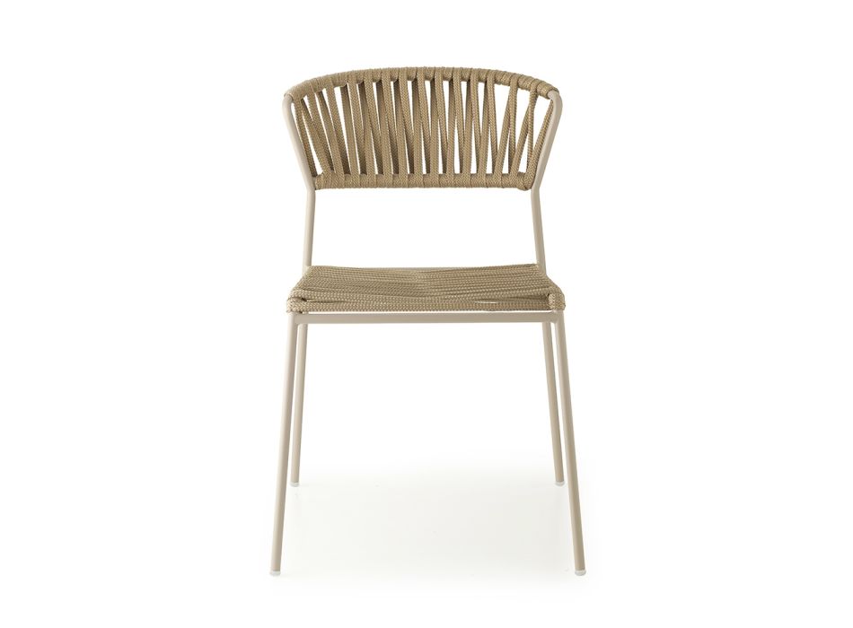 2 Cadeiras Outdoor com Assento e Encosto em Corda Náutica Made in Italy - Lisafilo Viadurini
