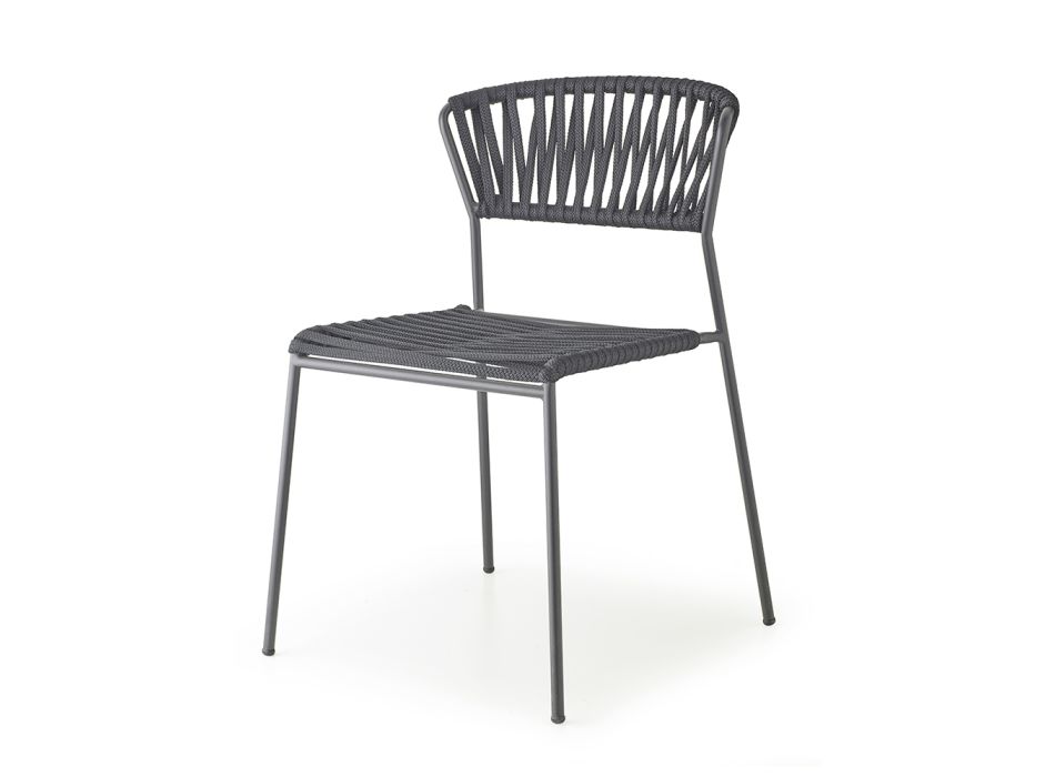 2 Cadeiras Outdoor com Assento e Encosto em Corda Náutica Made in Italy - Lisafilo Viadurini