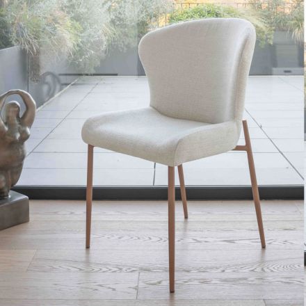 Conjunto de 2 cadeiras de metal para interiores com assento em tecido Bliss - Avenia Viadurini