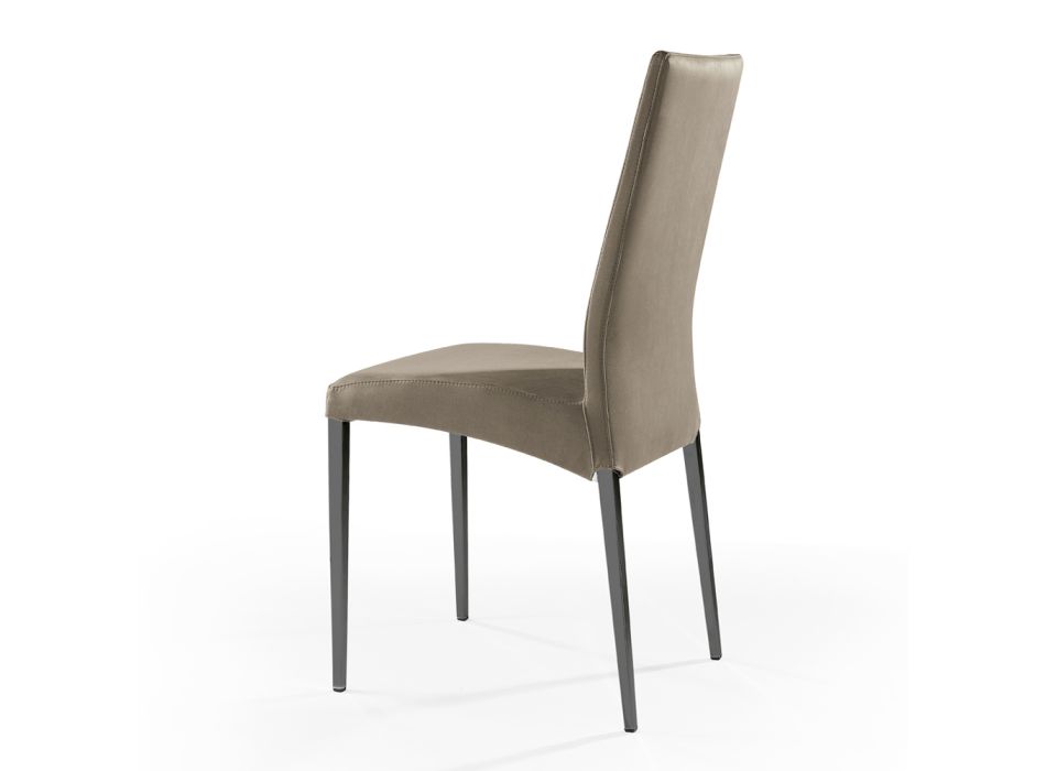 2 cadeiras de jantar em tecido cor caribu e pernas antracite fabricadas na Itália - Kite Viadurini