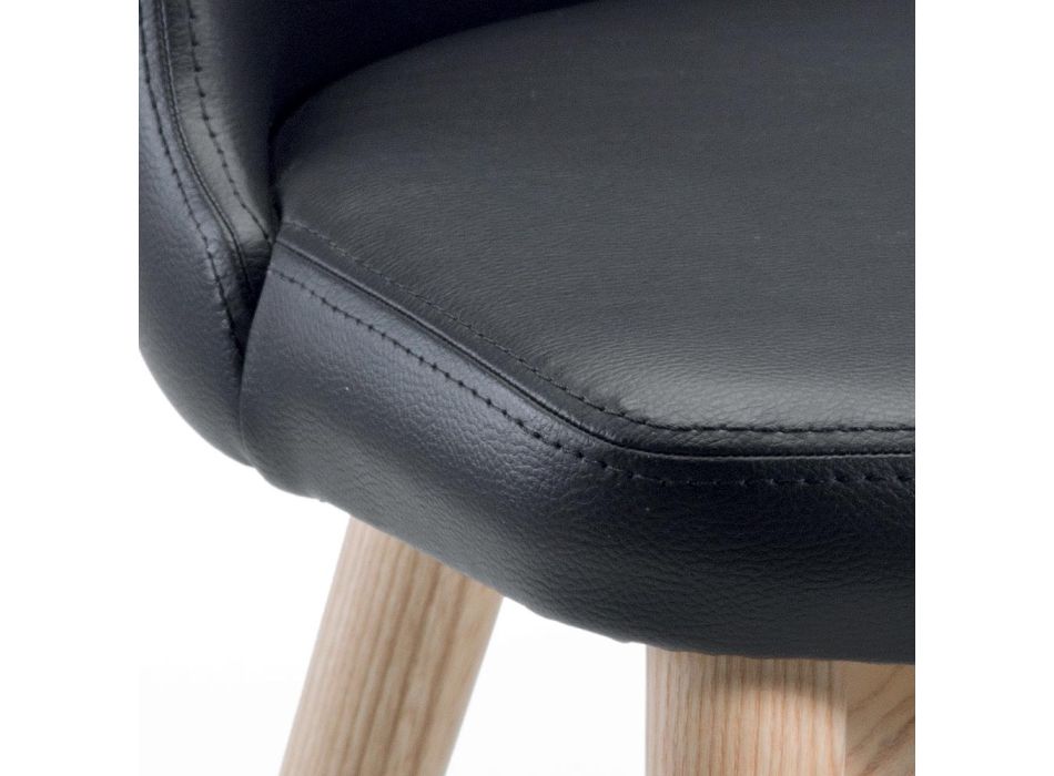 2 cadeiras de sala em couro ecológico e cinza natural fabricadas na Itália - Cupcake Viadurini