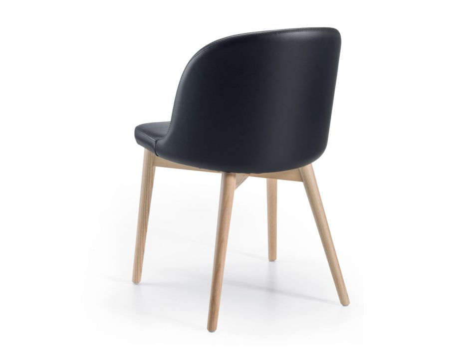 2 cadeiras de sala em couro ecológico e cinza natural fabricadas na Itália - Cupcake Viadurini