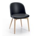 2 cadeiras de sala em couro ecológico e cinza natural fabricadas na Itália - Cupcake