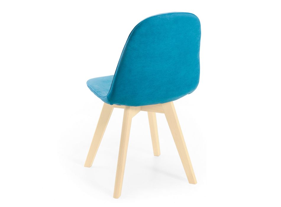 2 cadeiras de sala em tecido de veludo e madeira fabricadas na Itália - Panda Viadurini