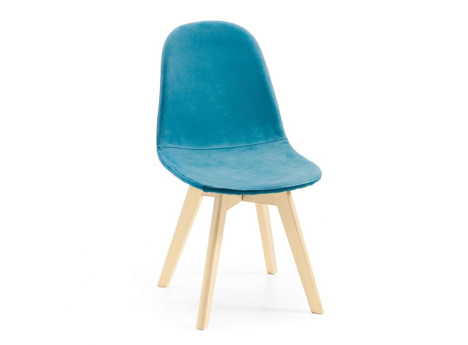 2 cadeiras de sala em tecido de veludo e madeira fabricadas na Itália - Panda Viadurini
