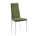 2 cadeiras de sala em tecido verde e pernas prateadas Made in Italy - Owlet