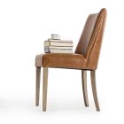 2 Cadeiras Design em Couro Marrom e Carvalho Homemotion - Gallia Viadurini