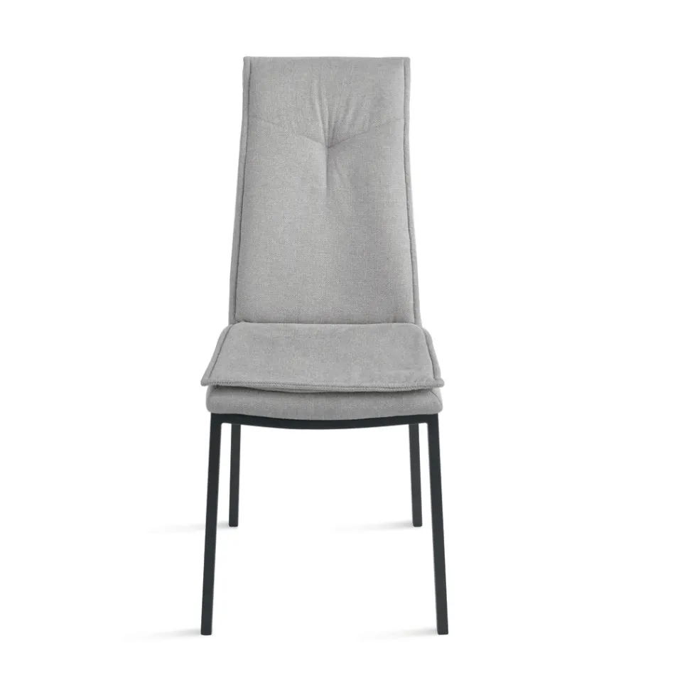 2 cadeiras estofadas em tecido colorido com estrutura metálica - Fabrizio Viadurini