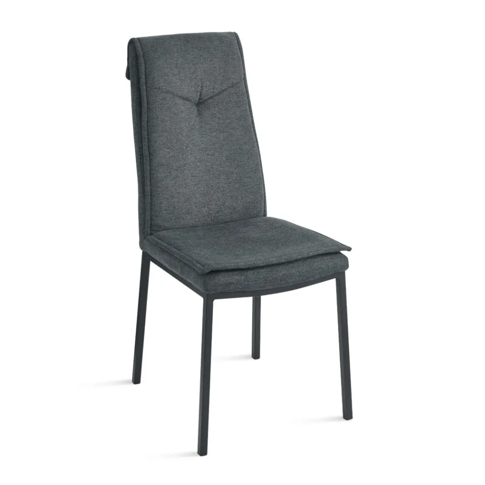 2 cadeiras estofadas em tecido colorido com estrutura metálica - Fabrizio Viadurini