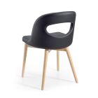 2 cadeiras em couro sintético preto e pernas de cinza fabricadas na Itália - Cupcake Viadurini