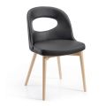 2 cadeiras em couro sintético preto e pernas de cinza fabricadas na Itália - Cupcake