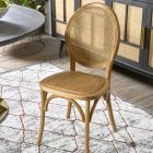 2 cadeiras de madeira com assento e encosto em tecido enlatado - Papelão Viadurini