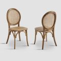 2 cadeiras de madeira com assento e encosto em tecido enlatado - Papelão