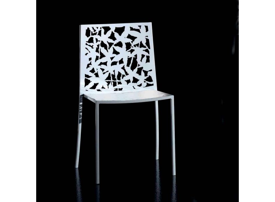 2 cadeiras de metal branco esculpidas a laser de design moderno - Patatix Viadurini