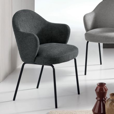 2 cadeiras de tecido com assento de molas e estrutura de metal - Alighieri Viadurini