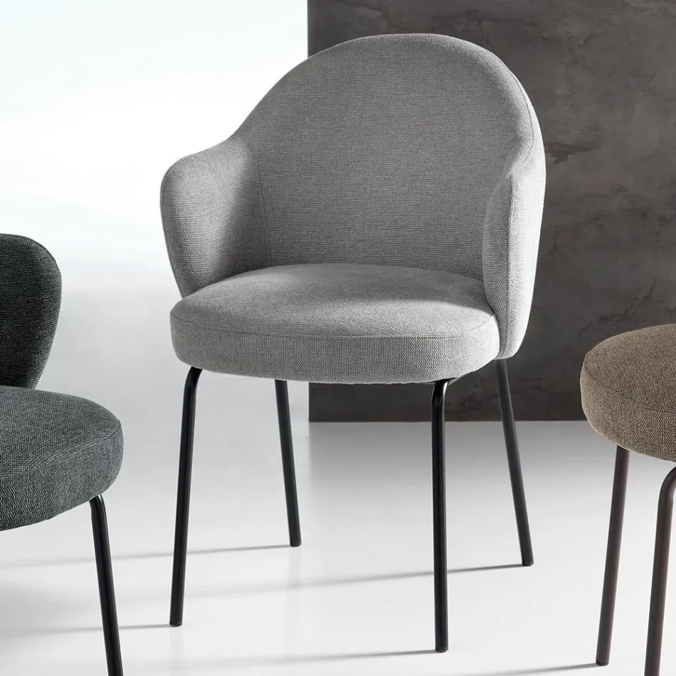 2 cadeiras de tecido com assento de molas e estrutura de metal - Alighieri Viadurini