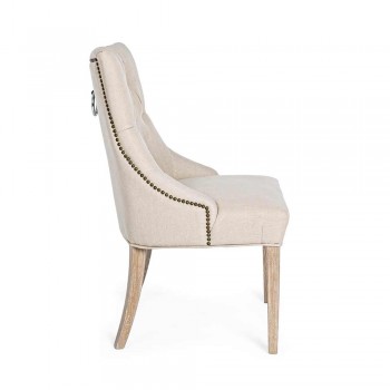 2 Cadeiras Modernas de Linho com Estrutura em Madeira Carvalho Homemotion - Barna