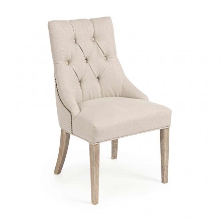 2 Cadeiras Modernas de Linho com Estrutura em Madeira Carvalho Homemotion - Barna Viadurini
