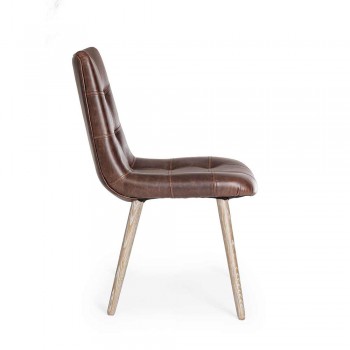 2 Cadeiras Estilo Industrial Moderno Cobertas em Couro Homemotion - Riella