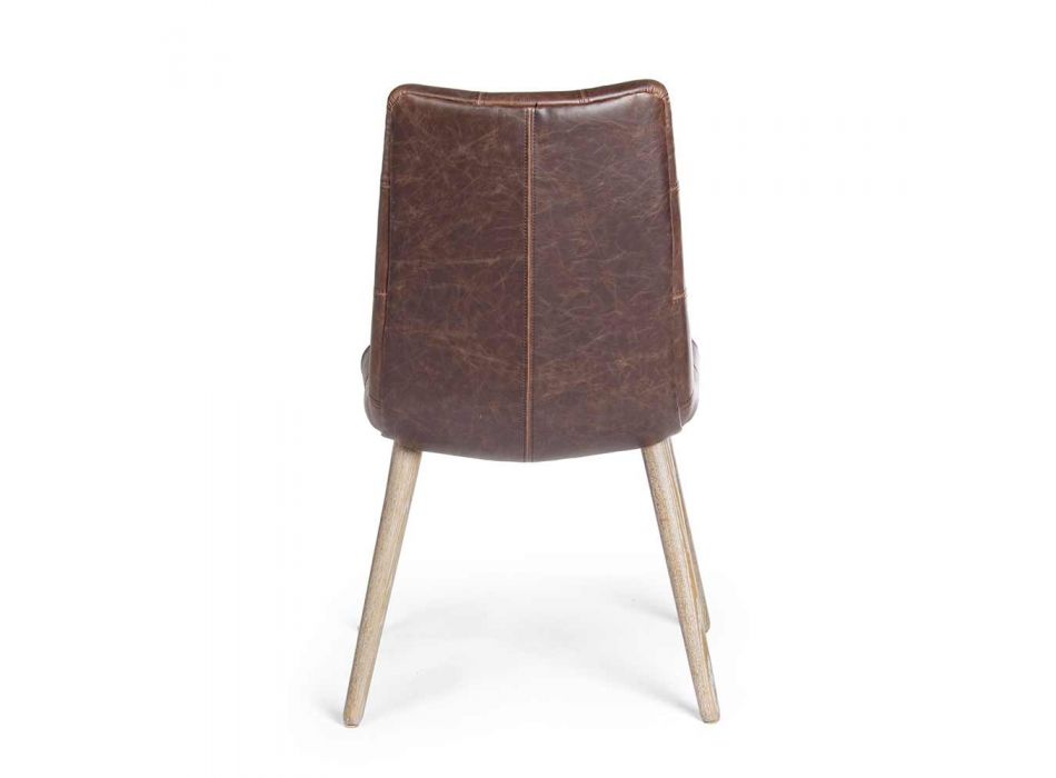 2 Cadeiras Estilo Industrial Moderno Cobertas em Couro Homemotion - Riella Viadurini