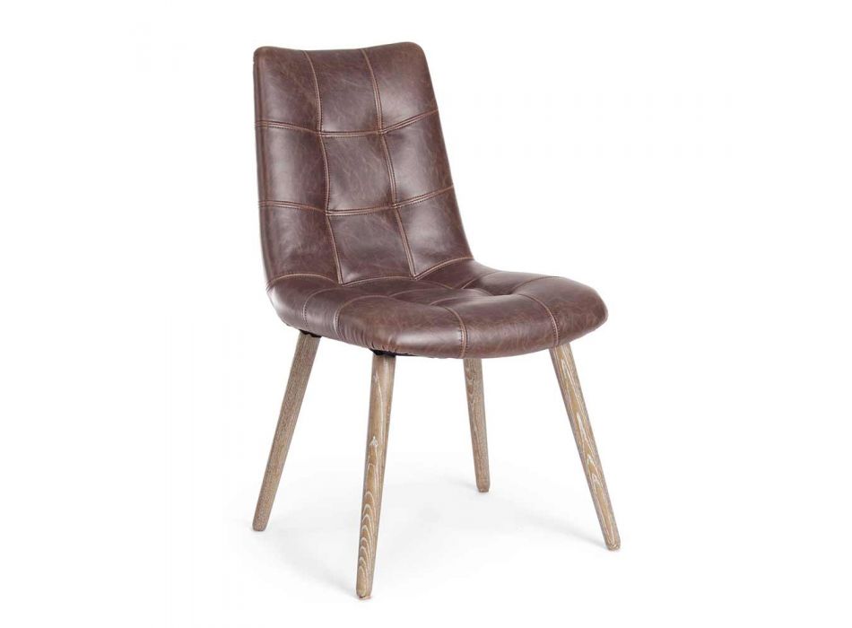 2 Cadeiras Estilo Industrial Moderno Cobertas em Couro Homemotion - Riella Viadurini