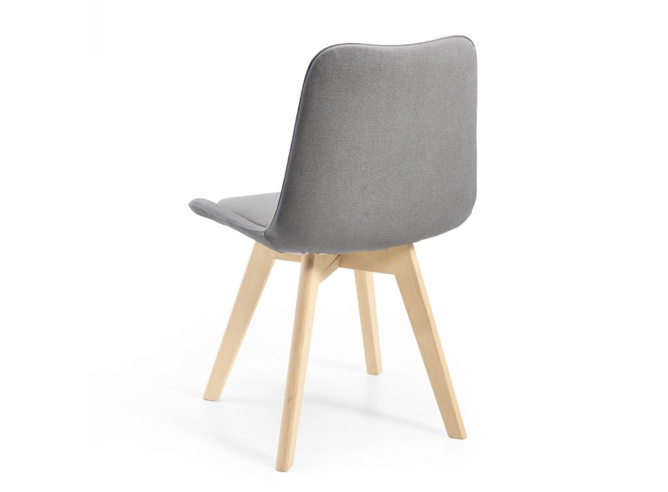 2 cadeiras monocoque em madeira e tecido cor de ferro fabricadas na Itália - pequenas Viadurini