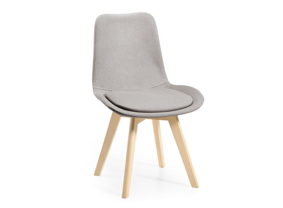 2 cadeiras monocoque em madeira e tecido cor de ferro fabricadas na Itália - pequenas Viadurini