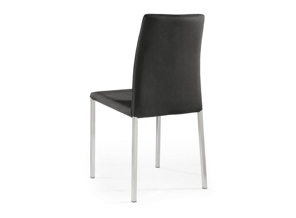 2 Cadeiras em Tecido Preto e Pernas em Aço Prateado Made in Italy - Cadente Viadurini