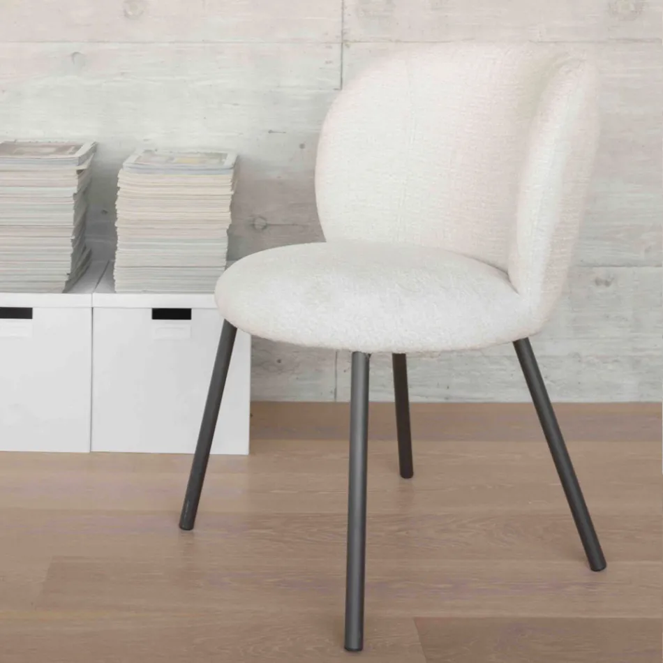 2 cadeiras em metal grafite com assento em tecido Bliss - Lunea Viadurini