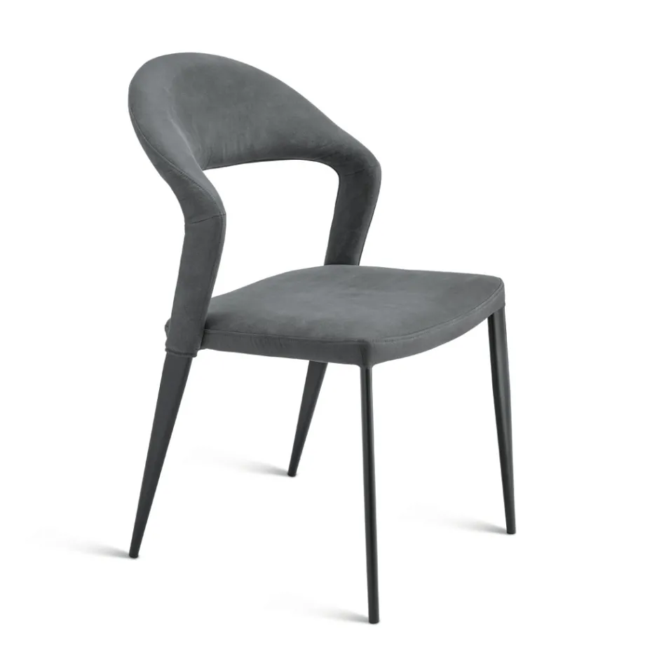 2 cadeiras estofadas em couro sintético colorido e base de metal pintado - Boccaccio Viadurini