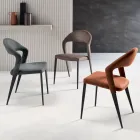 2 cadeiras estofadas em couro sintético colorido e base de metal pintado - Boccaccio Viadurini