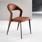 2 cadeiras estofadas em couro sintético colorido e base de metal pintado - Boccaccio Viadurini