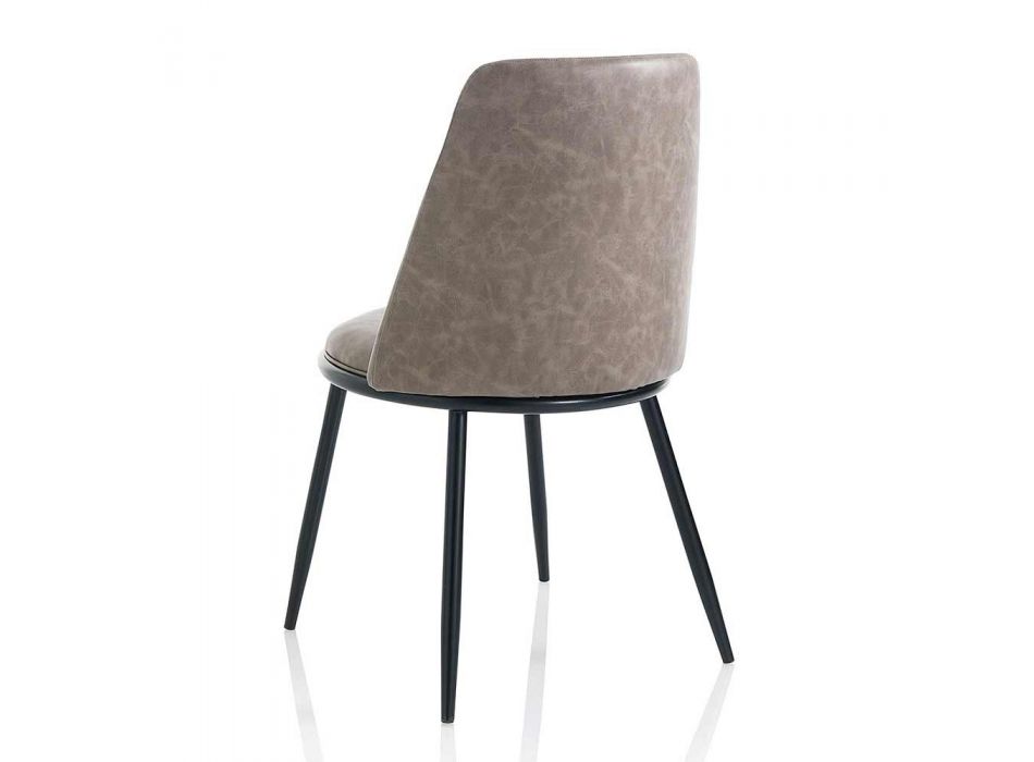2 cadeiras de sala de jantar modernas em couro sintético e Matt Black Metal - Frizzi Viadurini