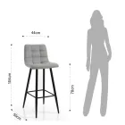 2 Banquetas em Tecido Cinza Claro e Metal - Cobre Viadurini