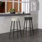 2 Banquetas Confeccionadas com Assento em Tecido Microfibra e Estrutura Metálica - Ronik Viadurini