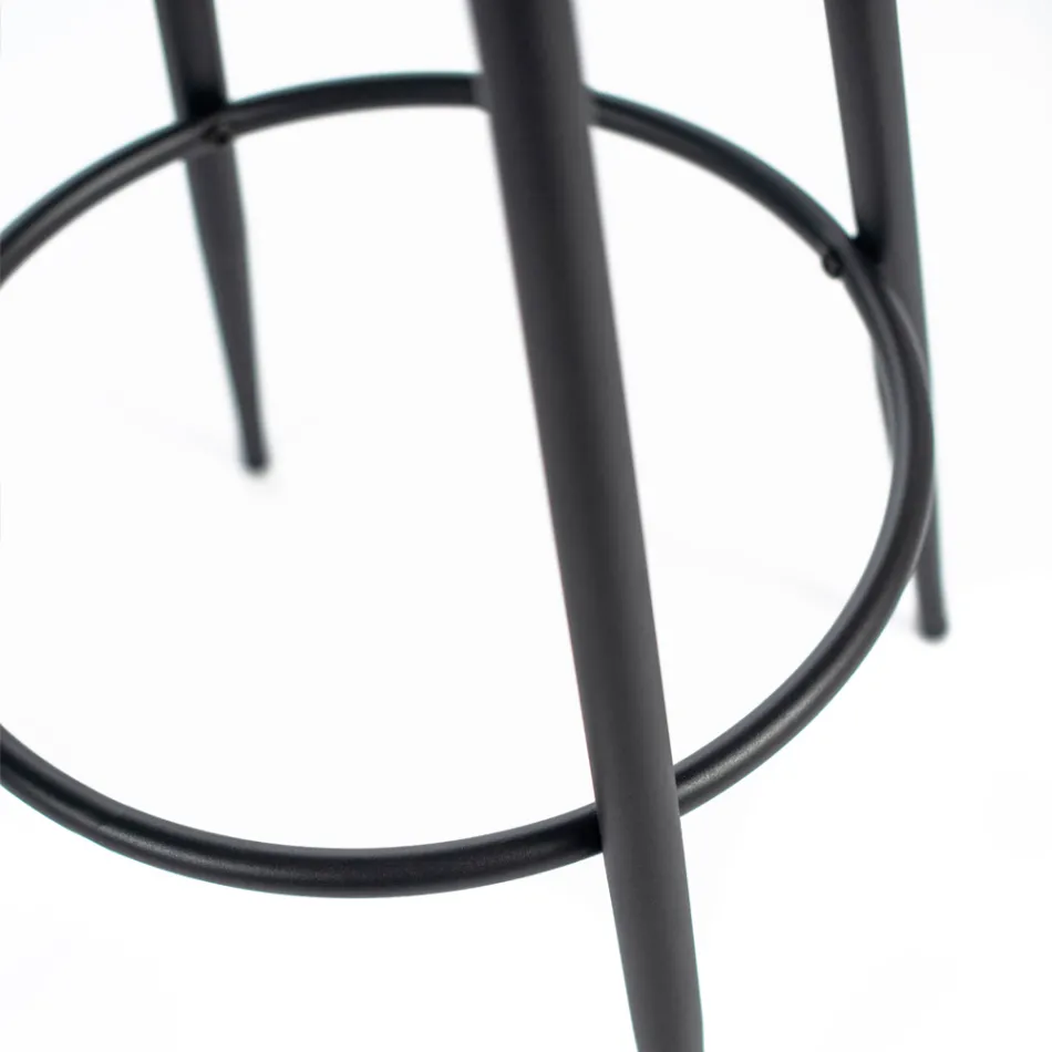 2 Banquetas Confeccionadas com Assento em Tecido Microfibra e Estrutura Metálica - Ronik Viadurini