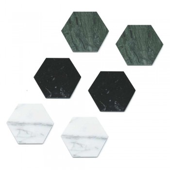 2 Bases para copos hexagonais em mármore branco, preto ou verde fabricadas na Itália - Paulo