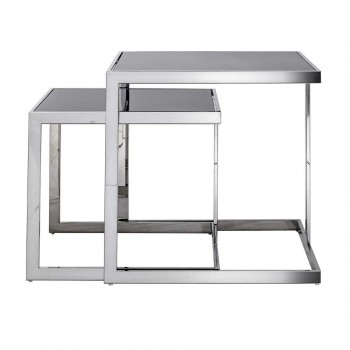 2 mesas de centro de design moderno em aço com tampo de vidro Bubbi