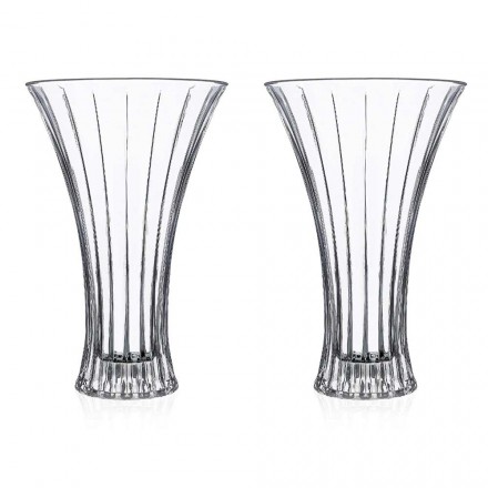 2 Vasos de Decoração Design em Transparente Eco Crystal Decorado de Luxo - Senzatempo Viadurini