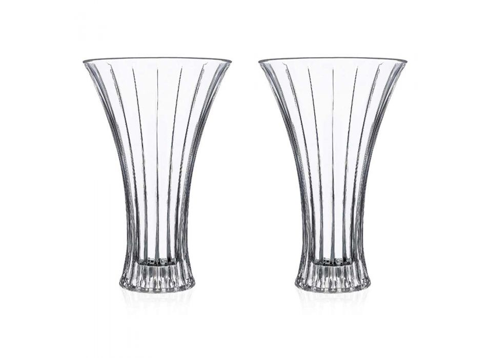 2 Vasos de Decoração Design em Transparente Eco Crystal Decorado de Luxo - Senzatempo
