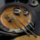 24 Talheres de Aço Forjado Polido com Origami Fabricados na Itália - Osaka Viadurini