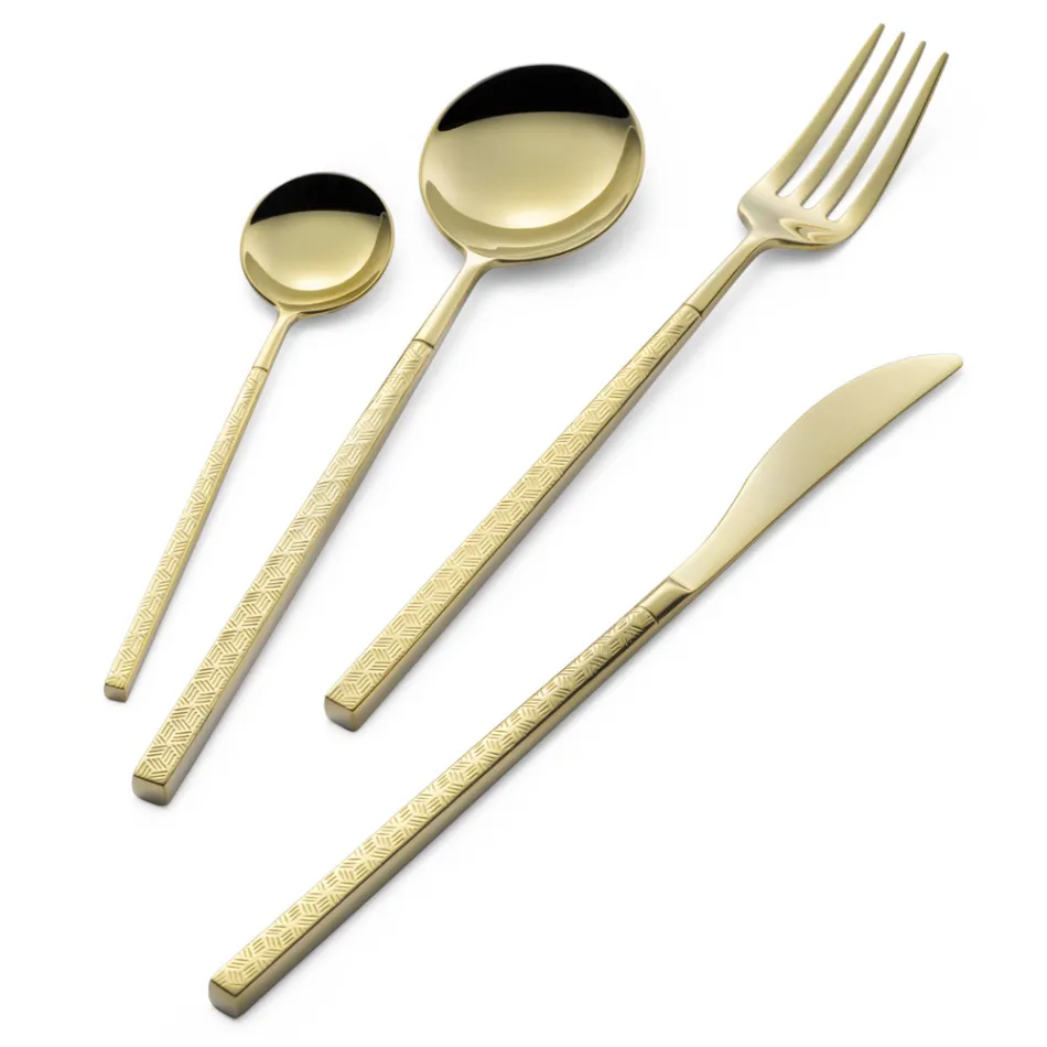 24 Talheres de Aço Forjado Polido com Origami Fabricados na Itália - Osaka Viadurini