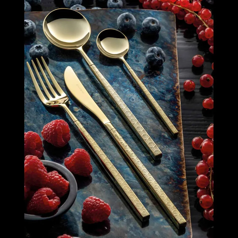 24 Talheres de Aço Forjado Polido com Origami Fabricados na Itália - Osaka Viadurini