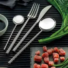 24 Talheres de Aço Forjado Polido com Origami Fabricados na Itália - Osaka Viadurini