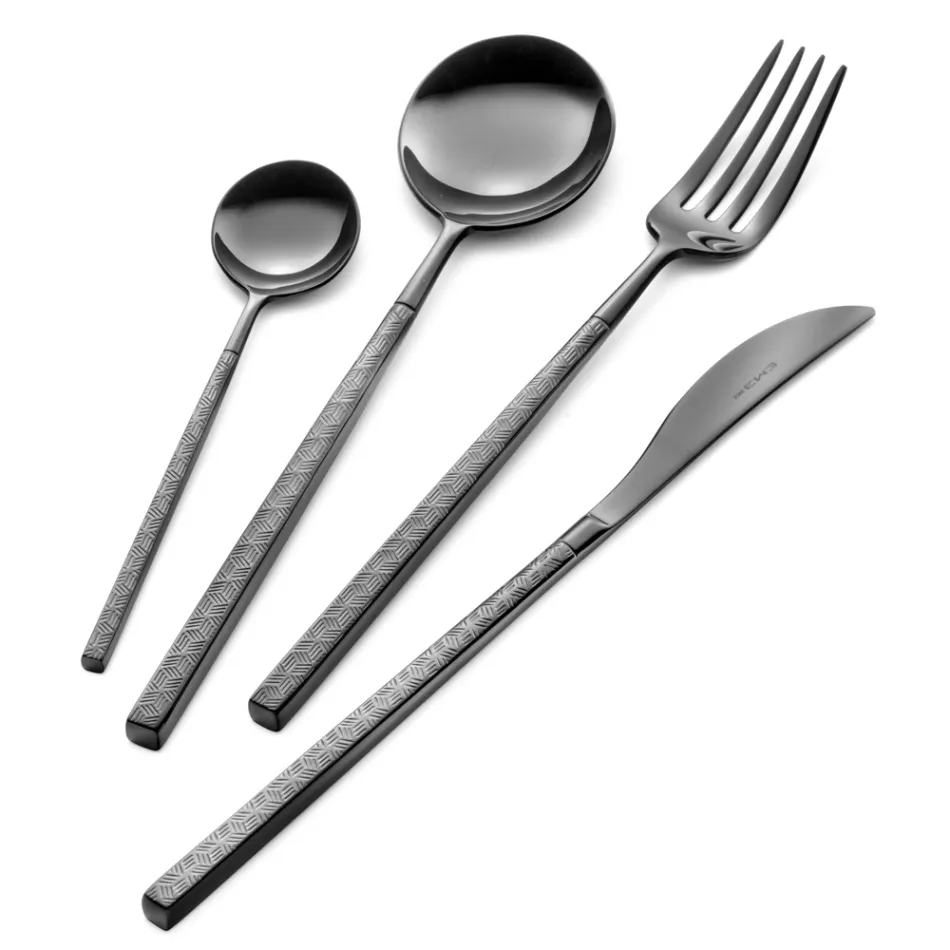 24 Talheres de Aço Forjado Polido com Origami Fabricados na Itália - Osaka Viadurini