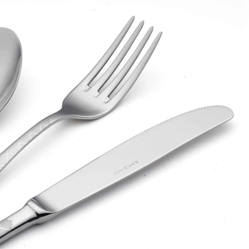 Talheres Inox 24 com Damasco Laser Decoração de Design Moderno - Tantasa Viadurini