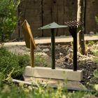 3 ferramentas de jardinagem de metal com base de madeira feitas na Itália - jardim Viadurini