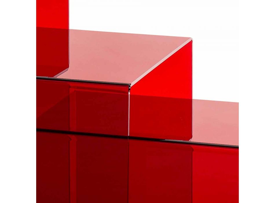 3 mesa ajustável vermelho Amalia, design moderno, feito na Itália Viadurini