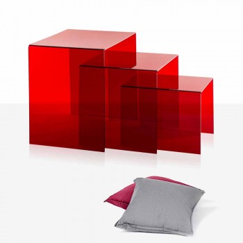3 mesa ajustável vermelho Amalia, design moderno, feito na Itália
